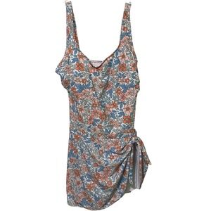 Eomenie Womens Floral One Piece Swimdress Ruched Side Tie XL Bloomcore Beachy